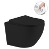 CERANO - Kompletní podomítkový WC set Lite/Verde - černá matná - WC tlačítko Duo, černá matná - předstěnová instalace - 49x36 cm