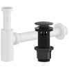 CERANO - Sifon umyvadlový - 5/4" - DN40/300mm - bílá lesklá s výpustí click-clack s přepadem - plast - 67/82mm - černá matná