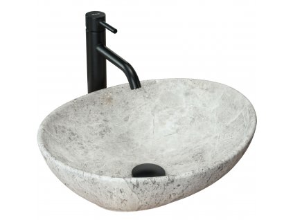 Rea - Umývadlo na dosku Sofia Light Stone - mramor - 41x34,5 cm