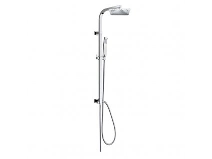 Sprchová súprava Quatro, nerezová hlavová sprcha a jednopolohová ručná sprcha (Variant Sprchový set Quatro s tyčí, hadicí, ruční a talíř. hranatou sprchou, slim, nerez)