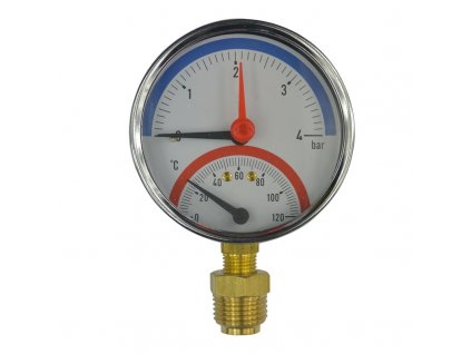 Termomanometer 0 - 120 °C, 0-4 bar, 0-6 bar Termomanometer 0-4 bar, 0-120 °C, spodný vývod 1/2" (Variant Termomanometr 0-4bar, 0-120 °C, spodní vývod 1/2")