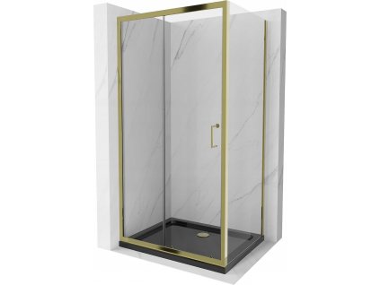 313167 mexen apia sprchovy kout posuvne dvere 90 x 100 cm transparentni zlata vanicka flat cerna 840 090 100 50 00 4070g