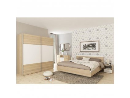 307716 loznicovy komplet postel 160x200 cm dub sonoma bila gabriela new