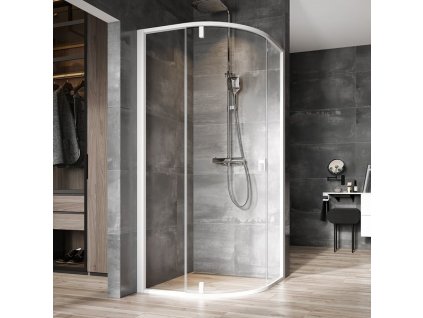 Ravak - Sprchovací kút štvrťkruhový trojdielny Nexty NSKK3-80 - biela, transparentné sklo