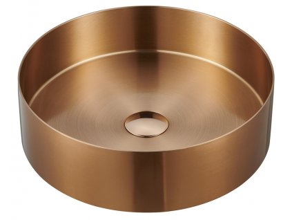 376072 aurum nerezove umyvadlo na desku prumer 38 cm vcetne vypusti med mat