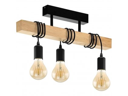 Toolight - Závesná stropná lampa Barn - prírodná/čierna - APP973-3CP