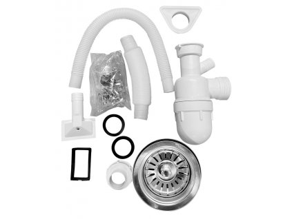 Drezový sifón s prepadom, vrátane pilety, podložka batérie - pre jednodrezy