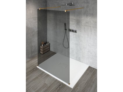398229 vario gold matt jednodilna sprchova zastena do prostoru kourove sklo 1300 mm