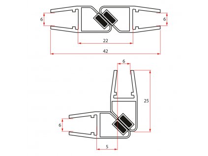 44681 eterno set magnetickych tesneni pro ctvrtkruhove zasteny 1900mm