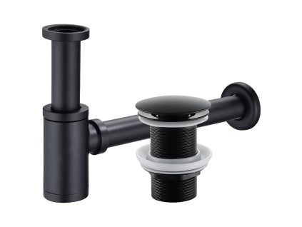 CERANO - Sifón umývadlový - mosadz - DN32 mm - s výpustom click-clack, bez prepadu - čierna matná