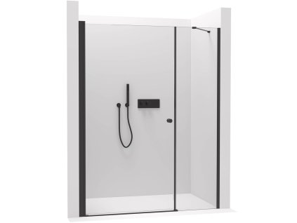 435707 3 cerano sprchove kridlove dvere antelo s pevnou casti l p 6 mm cerna matna transparentni sklo 80x60 cm