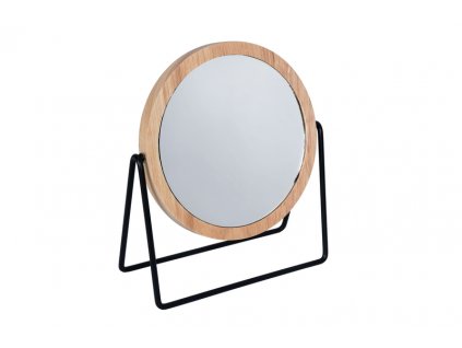 Voľne stojace kozmetické zrkadlo Erga Plain - čierna / hnedá - 19x21x7, 2 cm