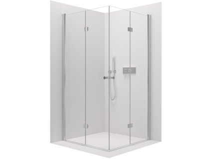 CERANO - Sprchovací kút Volpe Duo Ľ/P - 6 mm - chróm, transparentné sklo - 100x80x190 cm - zalamovacie
