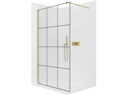 483298 2 cerano sprchova zastena walk in onyx round l p 8 mm kulata vzpera zlata kartacovana industrialni sklo 150x200 cm