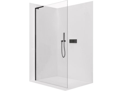 487666 cerano sprchova zastena walk in onyx l leva vzpera 8 mm cerna matna transparentni sklo 50x200 cm