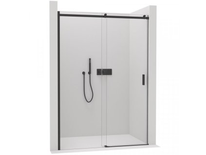541822 10 cerano sprchove posuvne dvere santoro l p 8 mm cerna matna transparentni sklo 160x195 cm