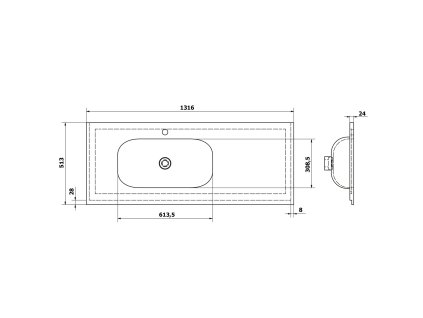561388 treos umyvadlo 131 6x51 3 cm rockstone bila mat