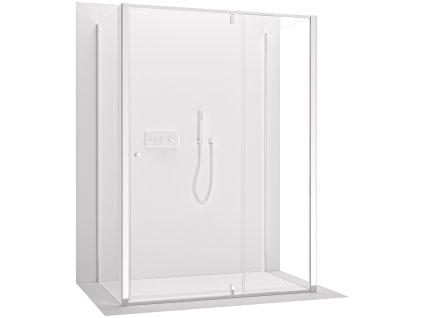 CERANO - Trojstenný sprchovací kút Santini UL/P - 6 mm - chróm, transparentné sklo - 140x100x195 cm - pivotový