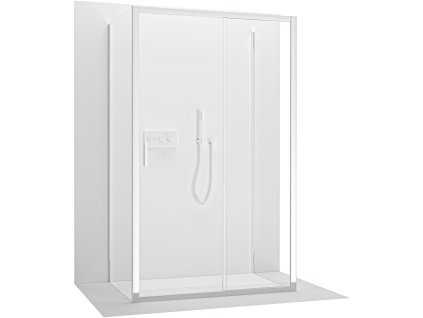 CERANO - Trojstenný sprchovací kút Varone LINE UL/P - 6 mm - chróm, priehľadné sklo - 150x80x195 cm - posuvný