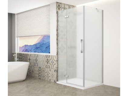 605524 trinity chrome ctvercovy sprchovy kout 900x900mm matne sklo leve