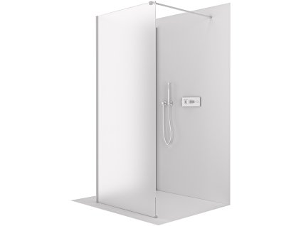 CERANO - Sprchová zástena Walk-in Onyx Corner Cube Ľ/P - 8 mm - hranatá vzpera - chróm, mliečne sklo - 130x120x200 cm