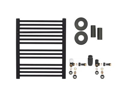 CERANO - Kúpeľňový radiátorový set Antonio - ústredné vykurovanie - bočné pripojenie - 351W - čierna matná - 660x550 mm