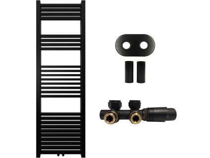 663826 3 cerano koupelnovy radiatorovy set franko ustredni vytapeni stredove pripojeni 50 mm 514w cerna matna 1600x500 mm