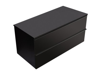 CERANO - Kúpeľňová skrinka pod umývadlo s úchytkou/doskou pod umývadlo Velora - 18 mm - čierna matná, čierna úchytka - 99x49,8x46 cm