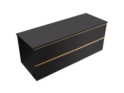 665332 3 cerano koupelnova skrinka pod umyvadlo s uchytkou deskou pod umyvadlo velora 18 mm cerna matna zlata uchytka 158x49 8x45 2 cm