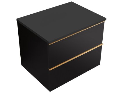 665092 5 cerano koupelnova skrinka pod umyvadlo s uchytkou deskou pod umyvadlo velora 18 mm cerna matna zlata uchytka 59x49 8x46 cm