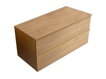 CERANO - Kúpeľňová skrinka pod umývadlo s úchytkou/doskou pod umývadlo Velora - 18 mm - dub medový, zlatá úchytka - 99x49,8x46 cm