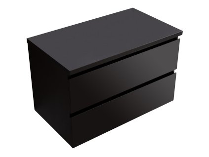 CERANO - Kúpeľňová skrinka Carole s doskou pod umývadlo - 36 mm - čierna matná - 81x49,8x46,5 cm