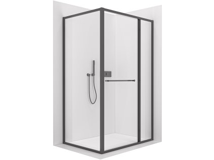 CERANO - Sprchovací kút Versaro L/P - 6 mm - čierna matná, transparentné sklo - 140x80 cm - zasúvacia