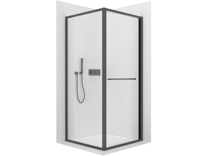 CERANO - Sprchovací kút Versaro L/P - 6 mm - čierna matná, transparentné sklo - 90x80 cm - zasúvacia