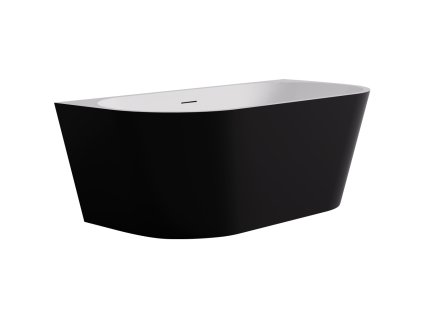 CERANO - Voľne stojaca akrylátová vaňa Grazia - čierna lesklá/biela lesklá - 150x70 cm - 2. akosť
