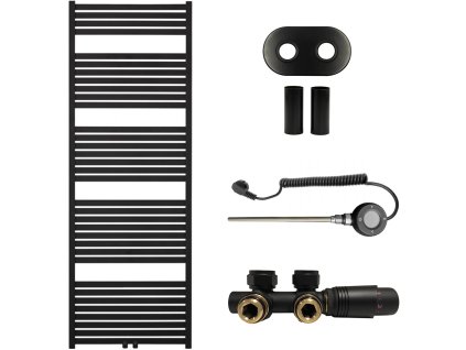 663736 3 cerano koupelnovy radiatorovy set vincenzo kombinovane vytapeni wifi tyc stredove pripojeni 50 mm 800w cerna matna 1690x600 mm