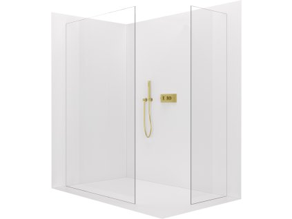 CERANO - Sprchová zástena Walk-in Crystal TL/P - 8 mm - bezvzperový systém - zlatá kartáčovaná, transparentné sklo - 150x80x200 cm