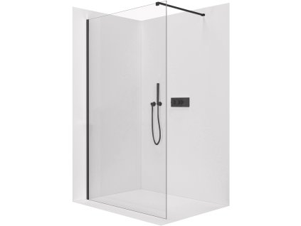 CERANO - Sprchová zástena Walk-in Onyx Cube Ľ/P - 10 mm - hranatá vzpera - čierna matná, transparentné sklo - 120x200 cm