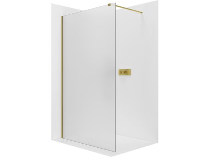 CERANO - Sprchová zástena Walk-in Onyx Cube Ľ/P - 8 mm - hranatá vzpera - zlatá kartáčovaná, mliečne sklo - 40x200 cm