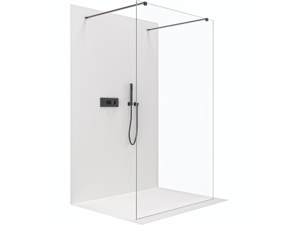 CERANO - Sprchová zástena Walk-in Onyx Duo Ľ/P - 10 mm - hranatá vzpera - čierna matná, transparentné sklo - 120x200 cm