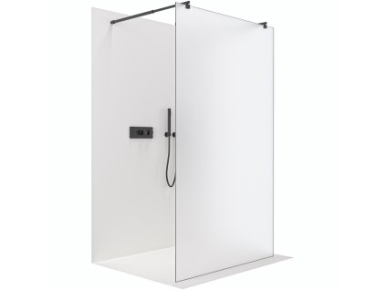 CERANO - Sprchová zástena Walk-in Onyx Duo Ľ/P - 8 mm - guľatá vzpera - čierna matná, mliečne sklo - 70x200 cm
