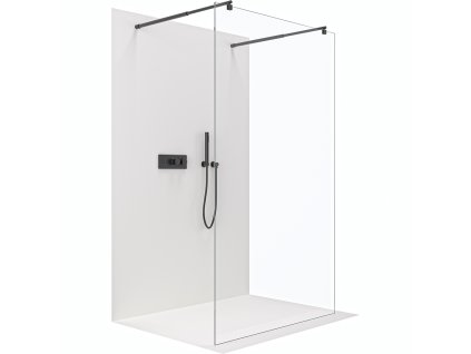 CERANO - Sprchová zástena Walk-in Onyx Duo Ľ/P - 8 mm - guľatá vzpera - čierna matná, transparentné sklo - 60x200 cm