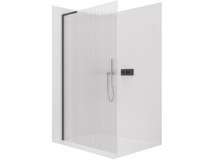 CERANO - Sprchová zástena Walk-in Onyx L-ľavá vzpera - 8 mm - čierna matná, ryhované sklo - 90x200 cm