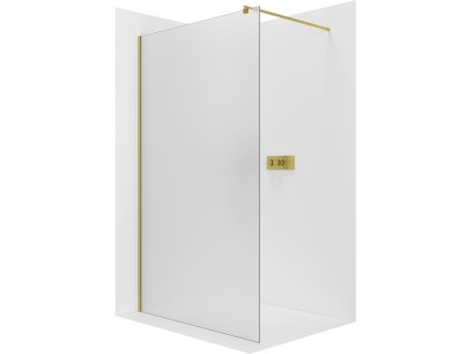 CERANO - Sprchová zástena Walk-in Onyx Round Ľ/P - 8 mm - guľatá vzpera - zlatá kartáčovaná, mliečne sklo - 40x200 cm