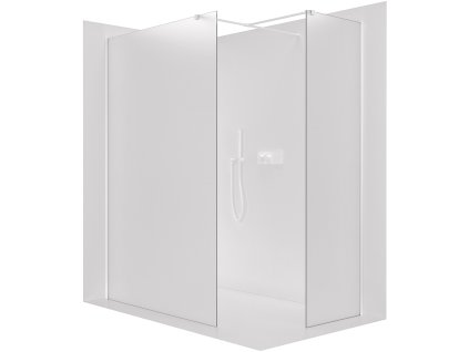 CERANO - Sprchová zástena Walk-in Onyx TL/P - 8 mm - hranatá vzpera - biela matná, mliečne sklo - 110x40x200 cm