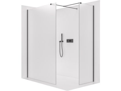 CERANO - Sprchová zástena Walk-in Onyx TL/P - 8 mm - hranatá vzpera - čierna matná, mliečne sklo - 40x30x200 cm