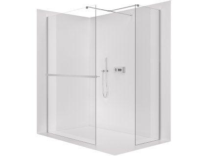 CERANO - Sprchová zástena Walk-in Onyx TL/P - 8 mm - hranatá vzpera + polička/držiak na uteráky - chróm, transparentné sklo - 110x60x200 cm