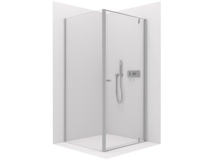 CERANO - Sprchovací kút Ferri Ľ/P - 6 mm - chróm, transparentné sklo - 90x80x195 cm - pivotový