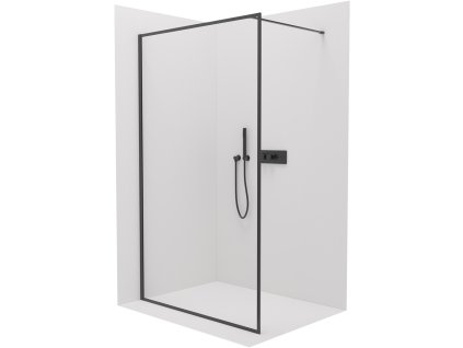 CERANO - Sprchová zástena Walk-in Moreli Ľ/P - 8 mm - čierna matná, transparentné sklo - 110x200 cm - 2. akosť