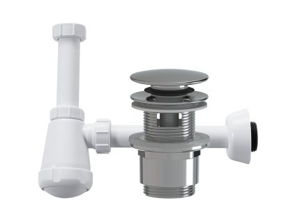 CERANO - Sifón umývadlový - 5/4" - DN32-50/250 mm - biela lesklá s výpustom click-clack s prepadom - plast - 35/50mm - chróm
